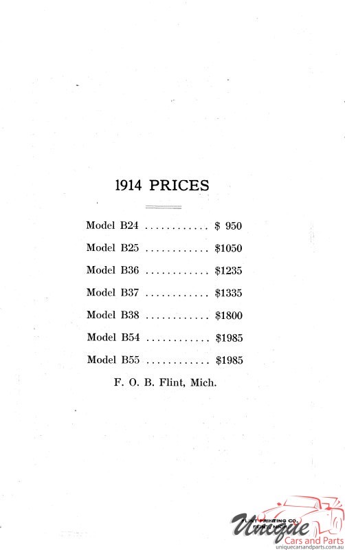 1914 Buick Specifications Page 13